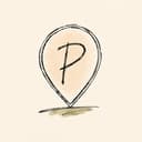 Pitstop hand-drawn map pin logo